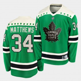 Auston Matthews #34 Maple Leafs 2020 St. Patrick's Day Men's Green Replica Player Jersey