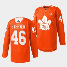 Toronto Maple Leafs Alex Steeves 2022 Every Child Matters #46 Orange Jersey Warmup