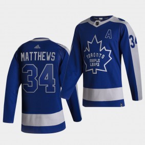 Toronto Maple Leafs 2021 Reverse Retro Auston Matthews Blue Special Edition Authentic Jersey