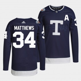Toronto Maple Leafs 2022 Heritage Classic Auston Matthews #34 Navy Jersey Primegreen Authentic