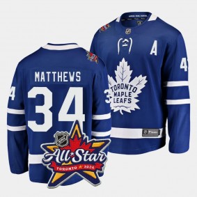 2024 NHL All-Star Patch Auston Matthews Jersey Toronto Maple Leafs Royal #34 Home Men's