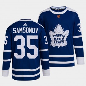Ilya Samsonov Toronto Maple Leafs 2022 Reverse Retro 2.0 Blue #35 Authentic Primegreen Jersey Men's