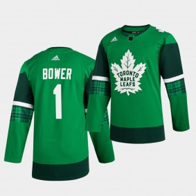 Johnny Bower Maple Leafs 2020 St. Patrick's Day Green Authentic Player Jersey