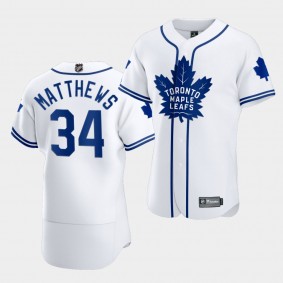 Auston Matthews Toronto Maple Leafs 2020 NHL X MLB Crossover Edition White Baseball Jersey