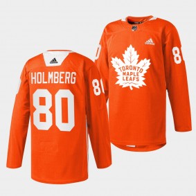 Toronto Maple Leafs Pontus Holmberg 2022 Every Child Matters #80 Orange Jersey Warmup