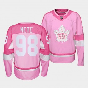 Toronto Maple Leafs Victor Mete Pink Hockey Fights Cancer 2022 Jersey #98