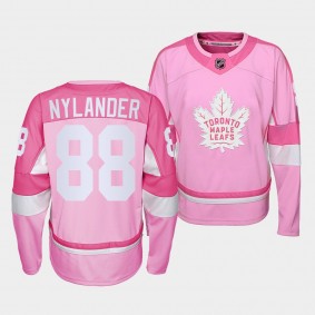 Toronto Maple Leafs William Nylander Pink Hockey Fights Cancer 2022 Jersey #88